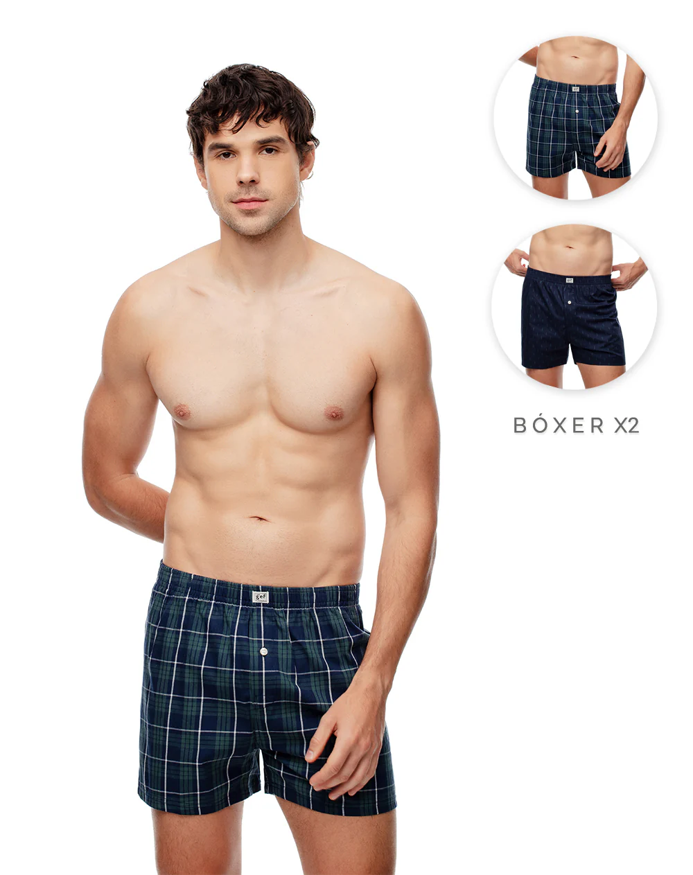 Bóxer medio algodón amplio x2unds surtido hombre