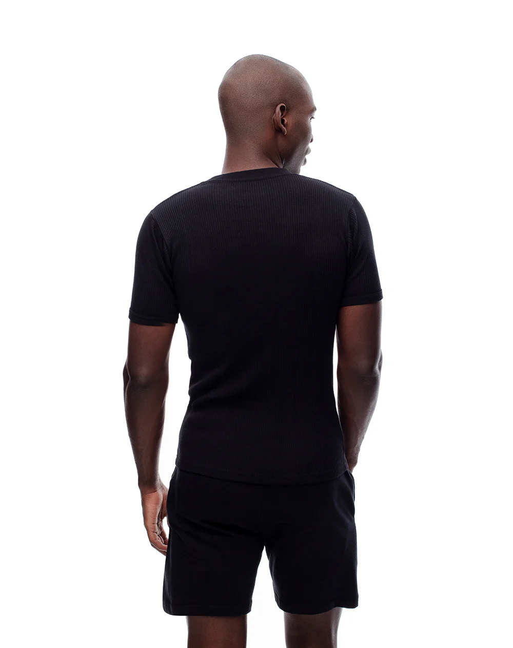 Camiseta slim rib algodón negra hombre - Image 2
