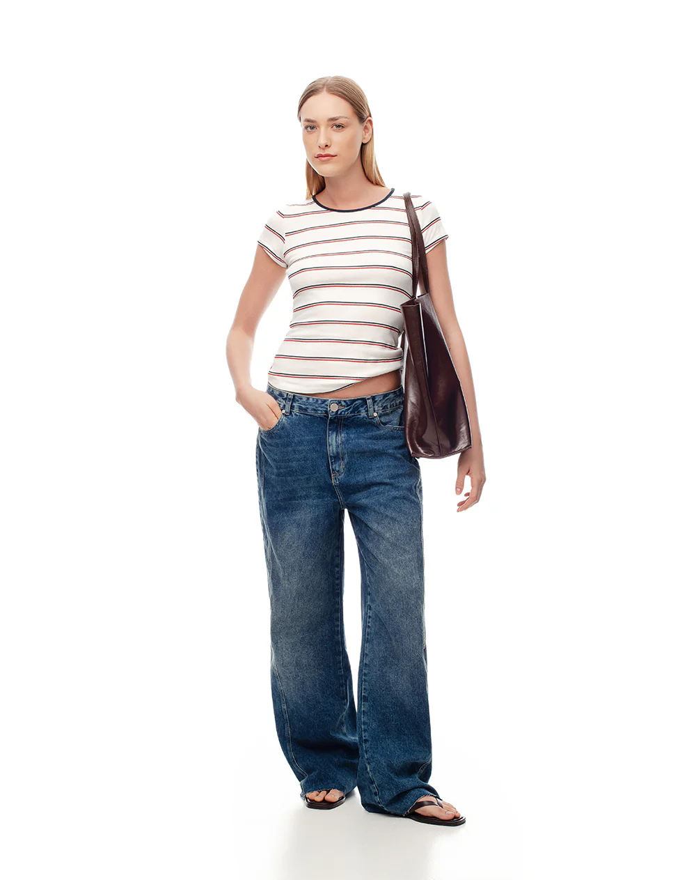 Camiseta slim algodón rayas mujer - Image 3