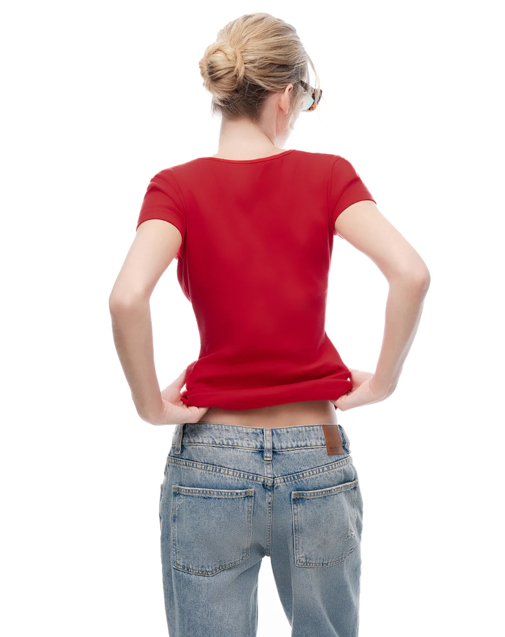 Camiseta slim algodón rojo mujer - Image 2