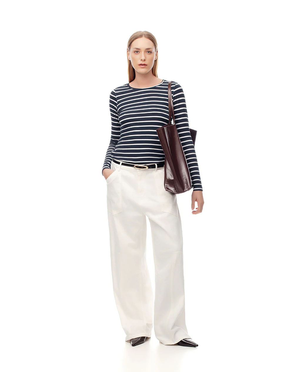 Camibuzo slim algodón rayas mujer - Image 3