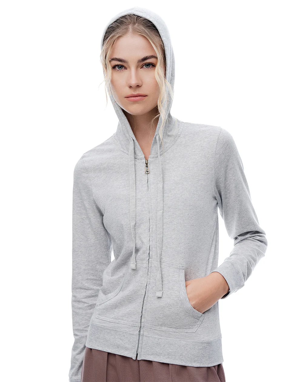 Chaqueta slim algodón gris mujer - Image 3