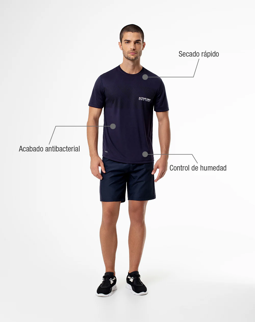 Camiseta deportiva control humedad azul hombre