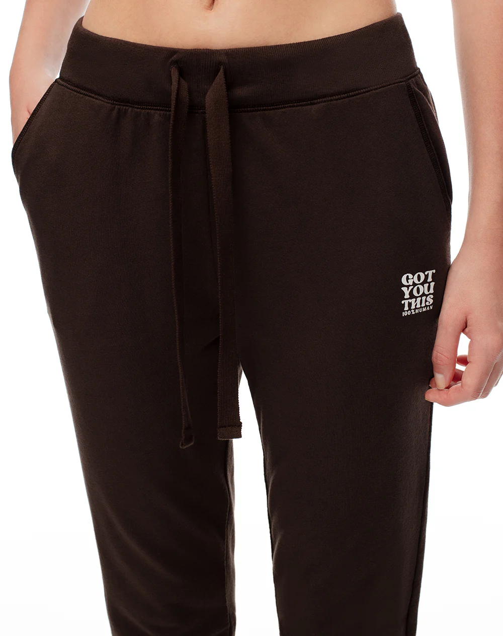 Jogger tiro medio algodón chocolate mujer - Image 5