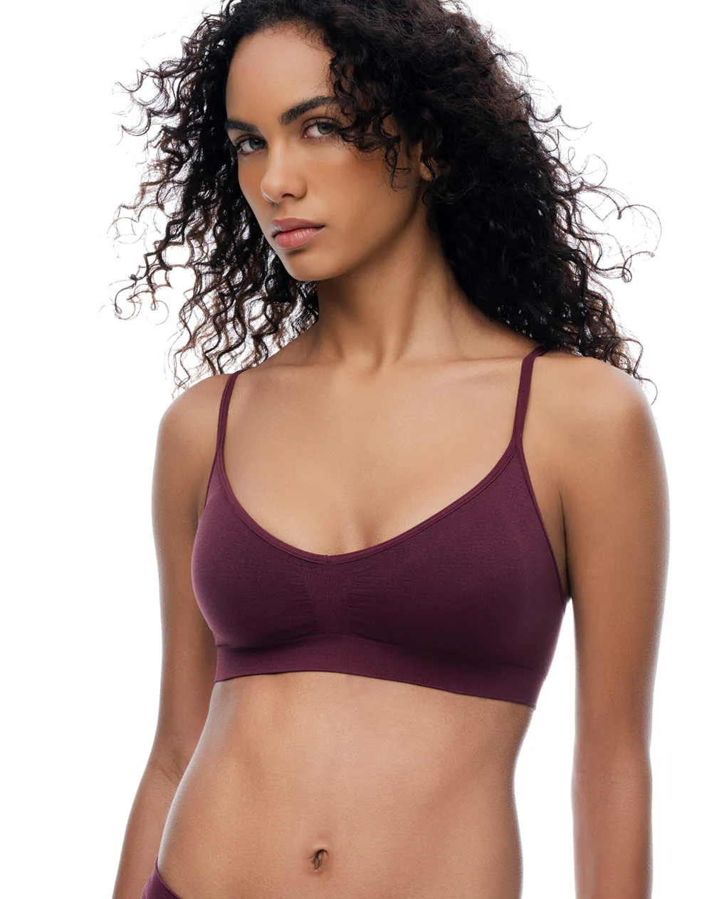 Top soporte medio seamless vino tinto mujer