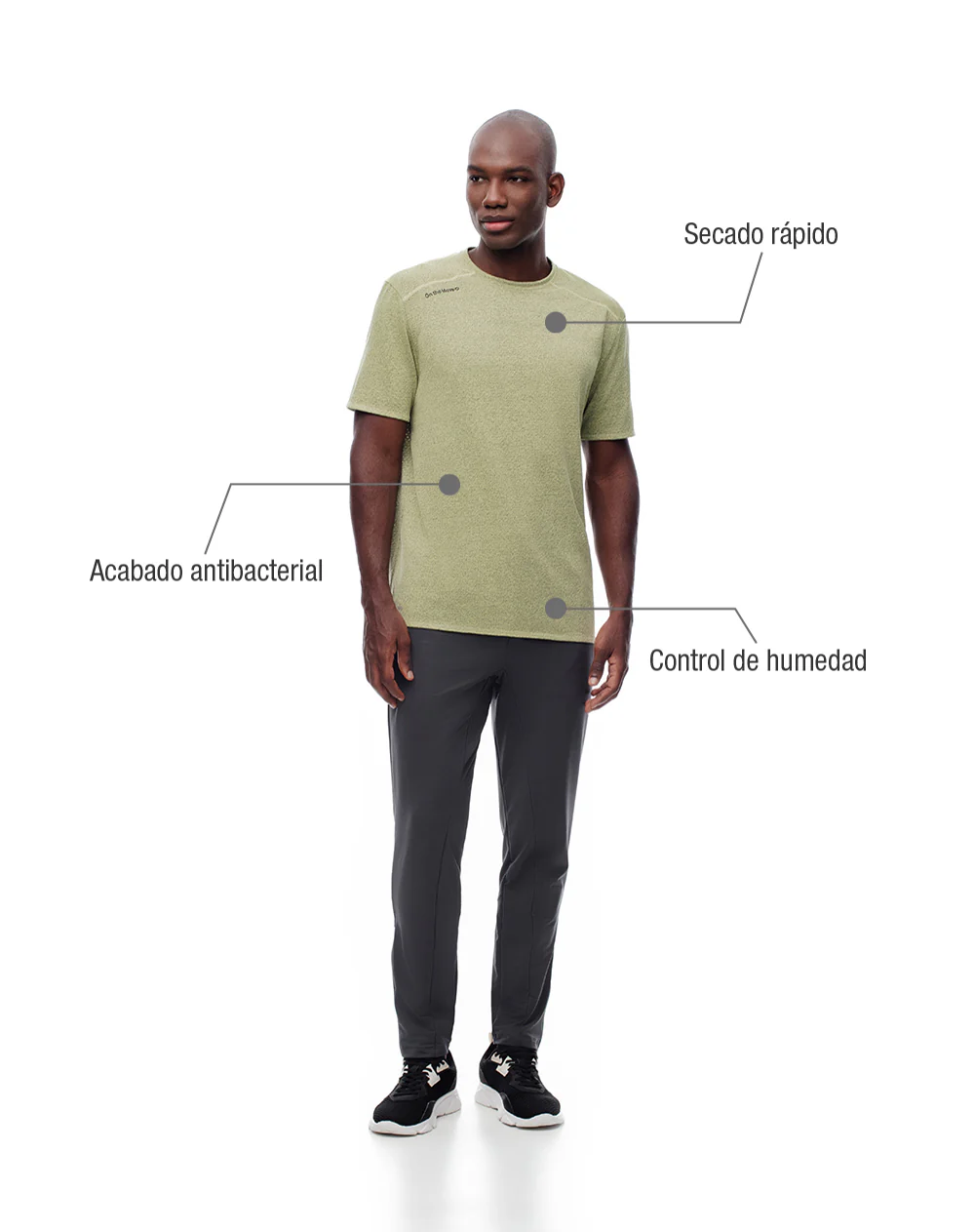 Camiseta deportiva control humedad amarilla hombre