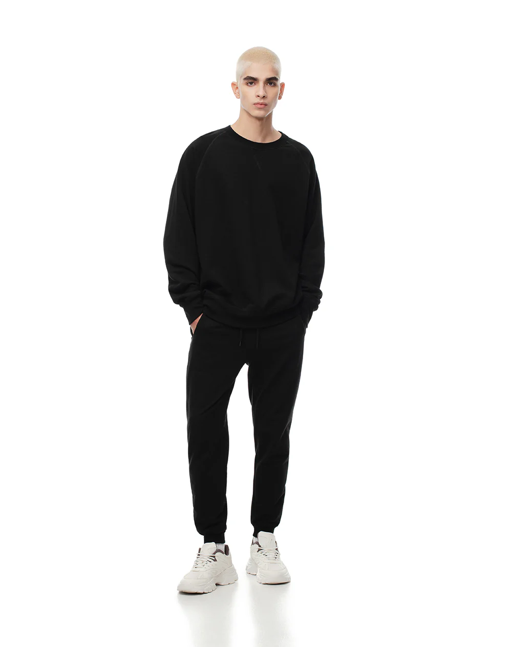 Jogger relax algodón negro hombre