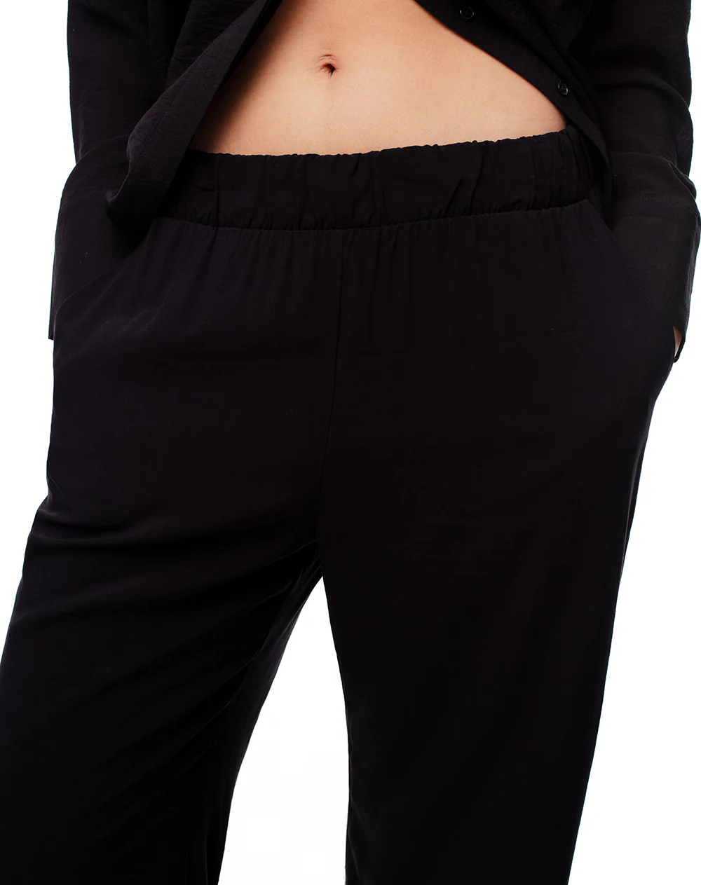Pantalón wide leg tiro medio negro mujer - Image 3