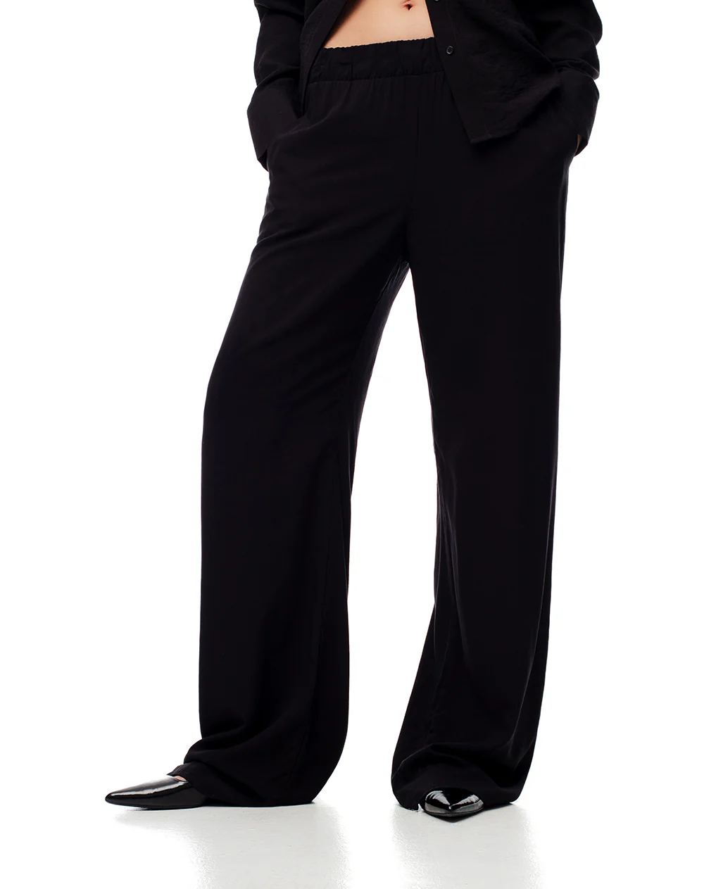 Pantalón wide leg tiro medio negro mujer - Image 4