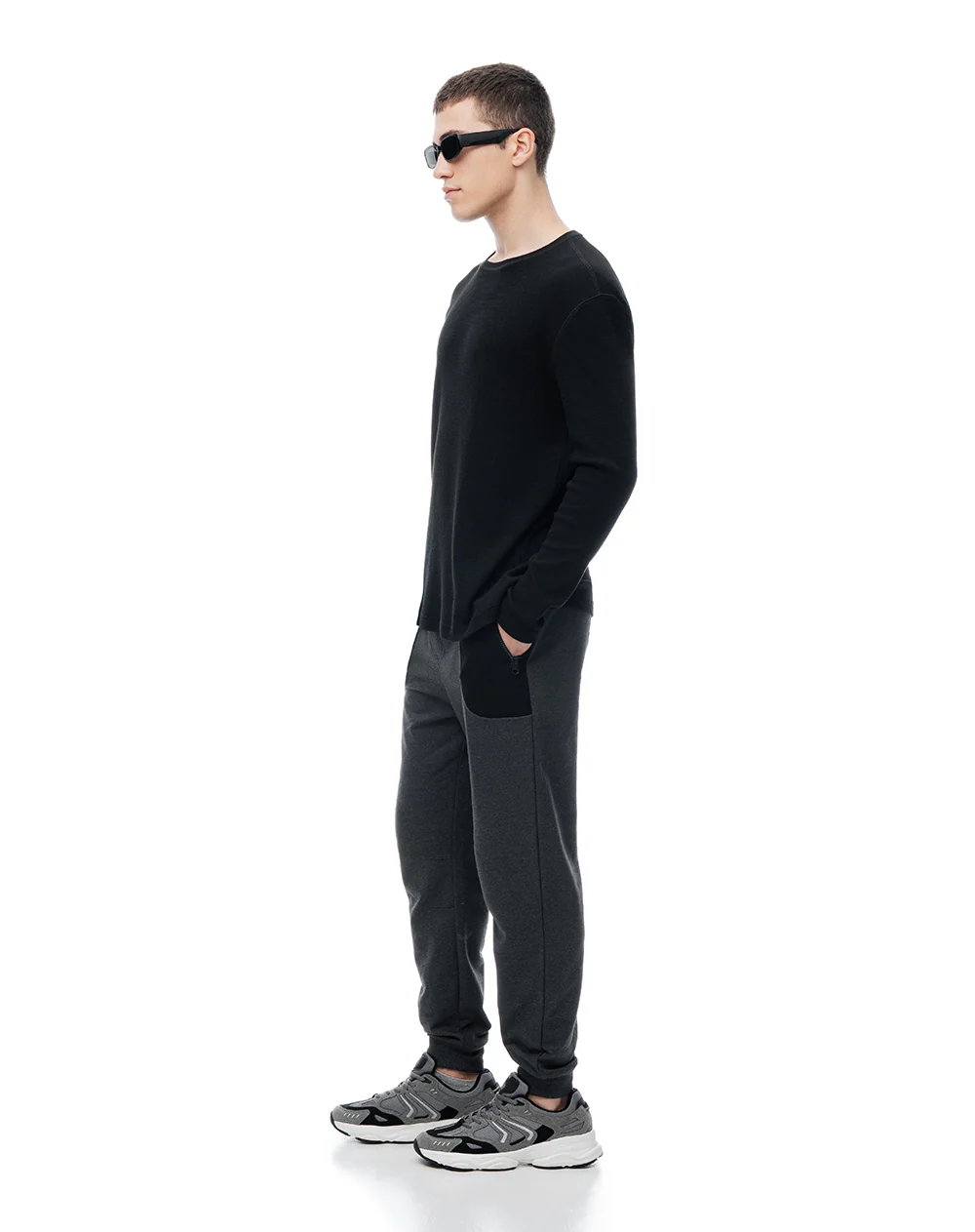 Jogger relaxed tiro medio gris hombre - Image 3