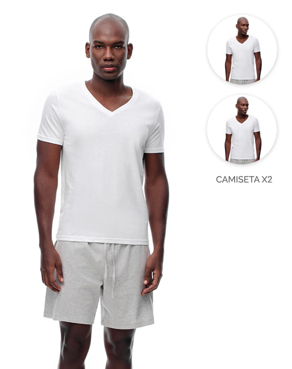 Camiseta slim algodón jersey x2unds blanca hombre