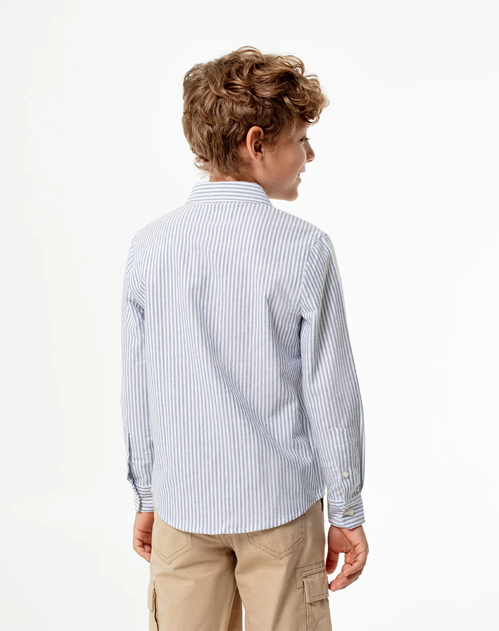 Camisa manga larga regular algodón rayas niño - Image 2