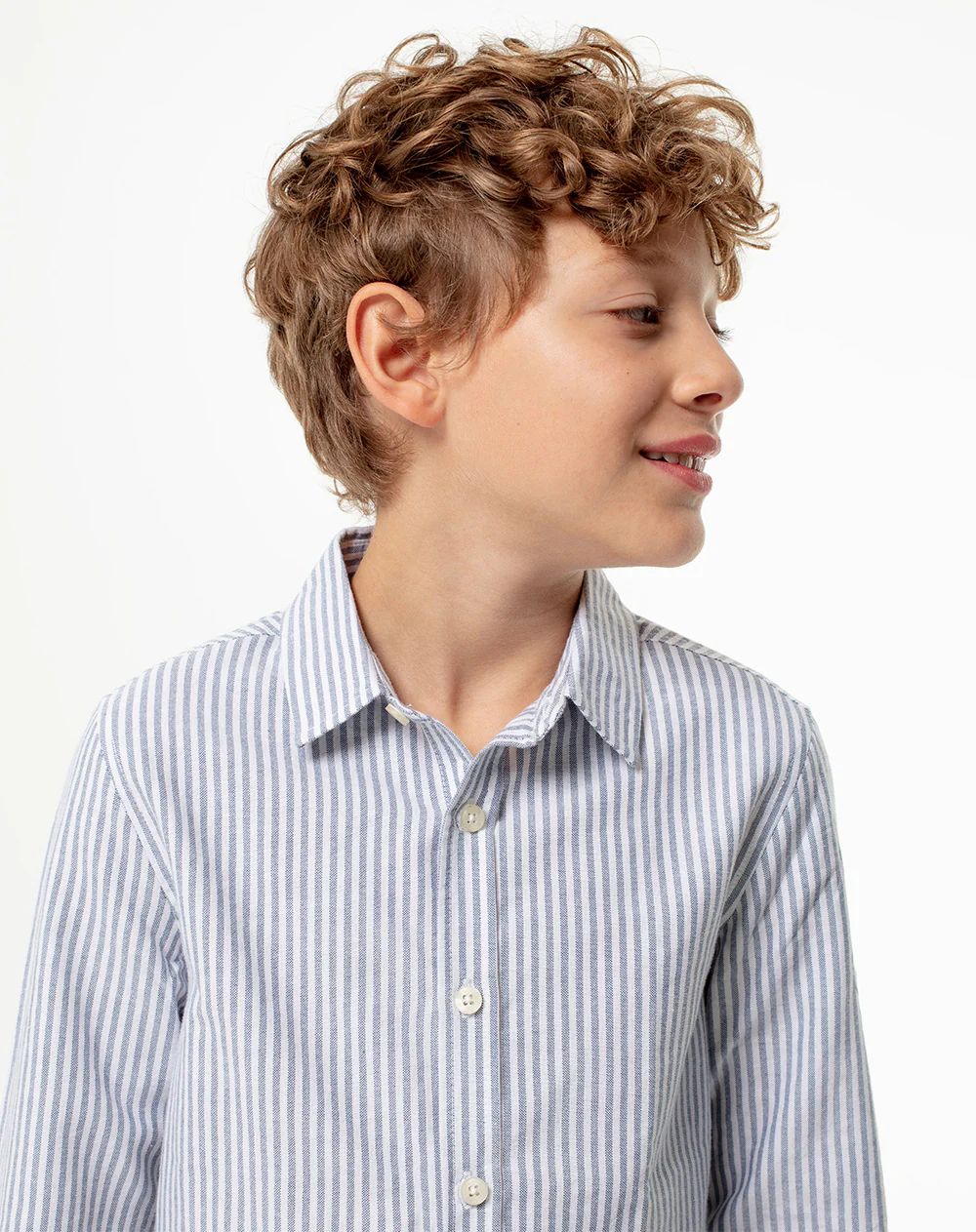 Camisa manga larga regular algodón rayas niño - Image 3