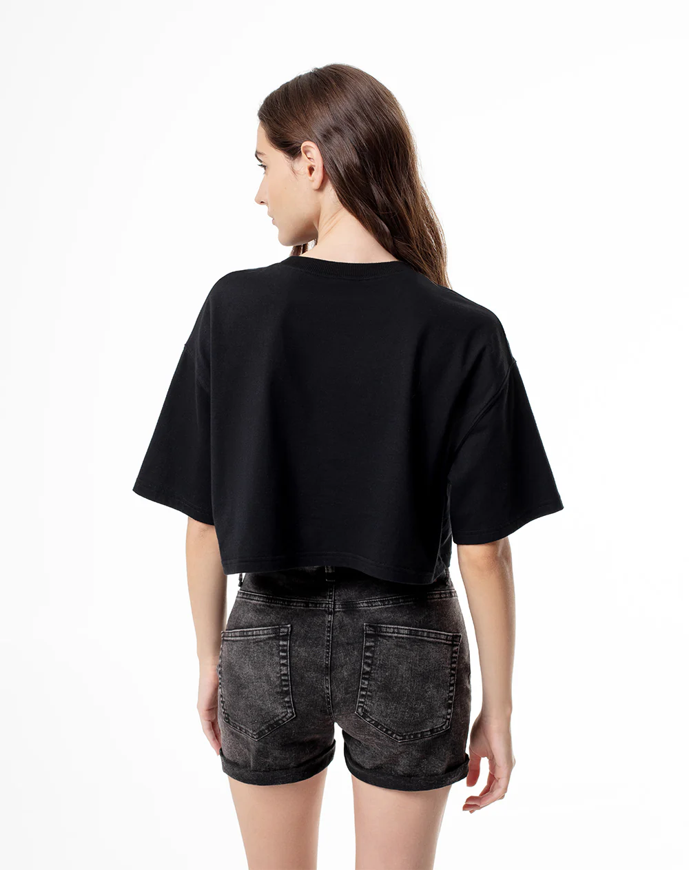 Short tiro medio denim gris mujer - Image 3