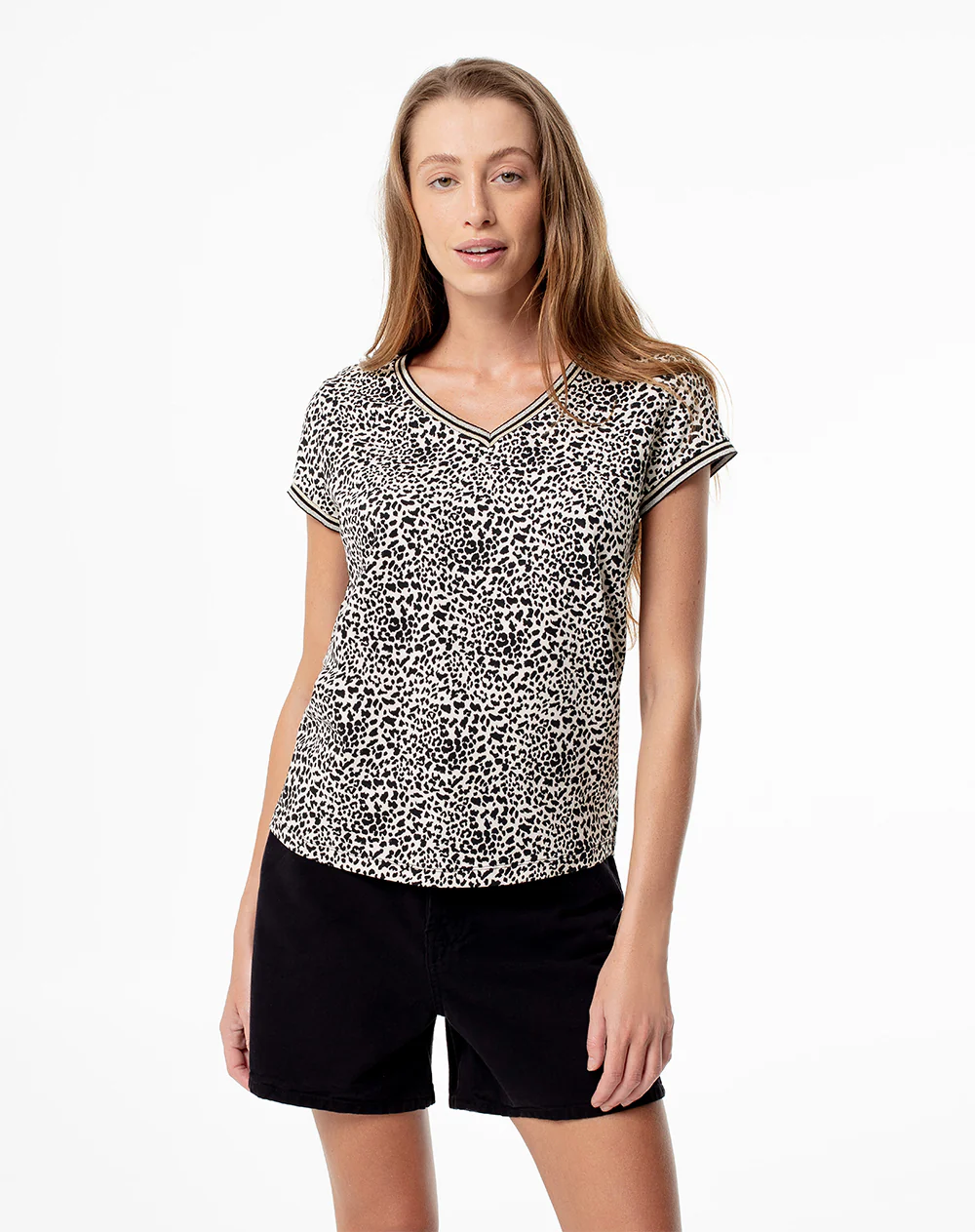 Camiseta regular algodón estampada mujer