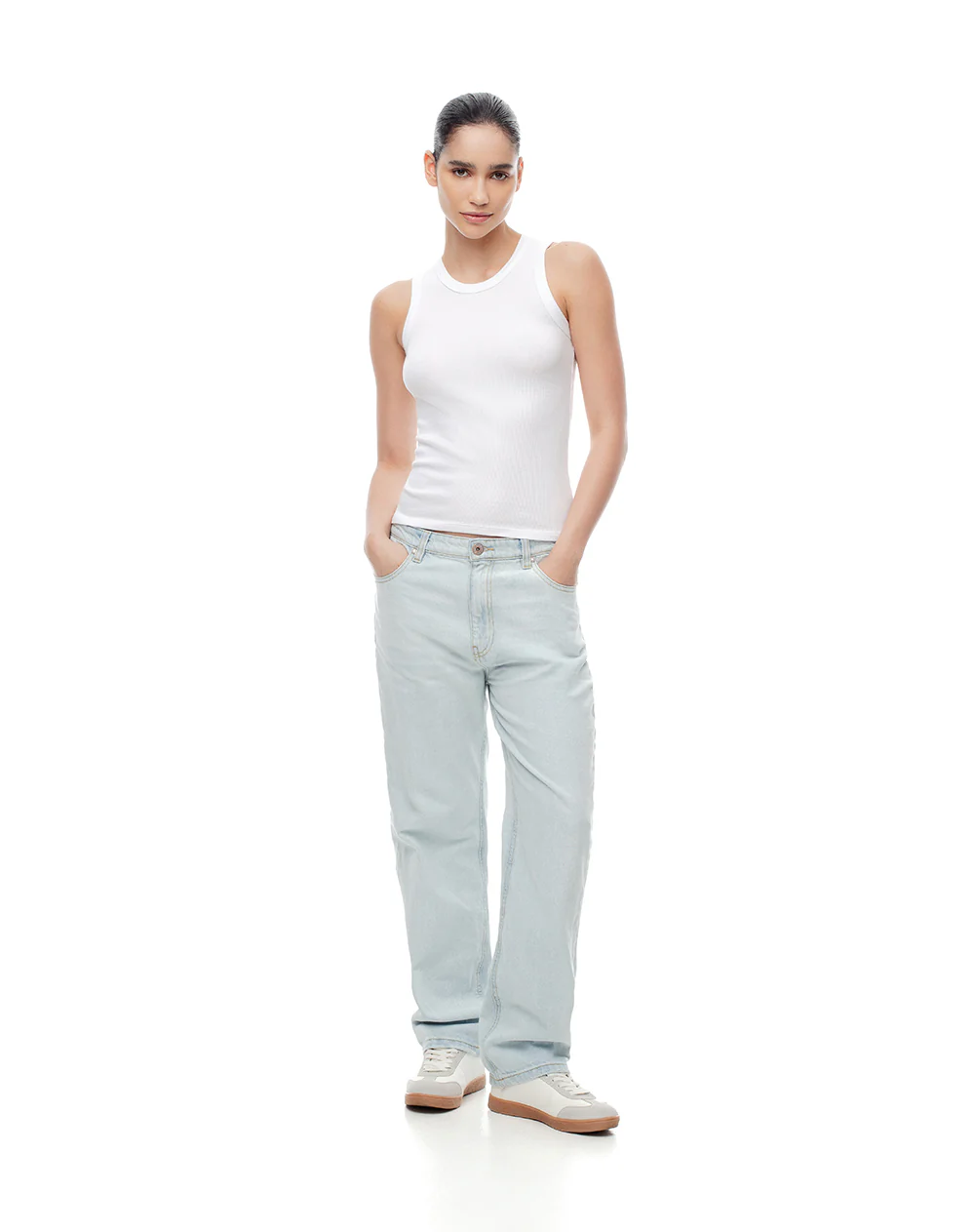 Camiseta esqueleto slim rib algodón blanca mujer - Image 4