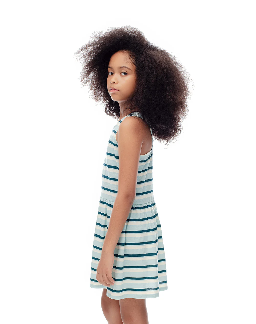 Vestido corto algodón rayas niña - Image 3