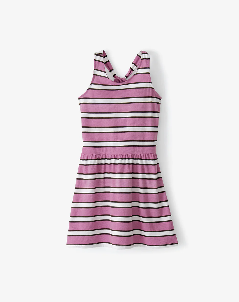 Vestido corto rosado rayas niña