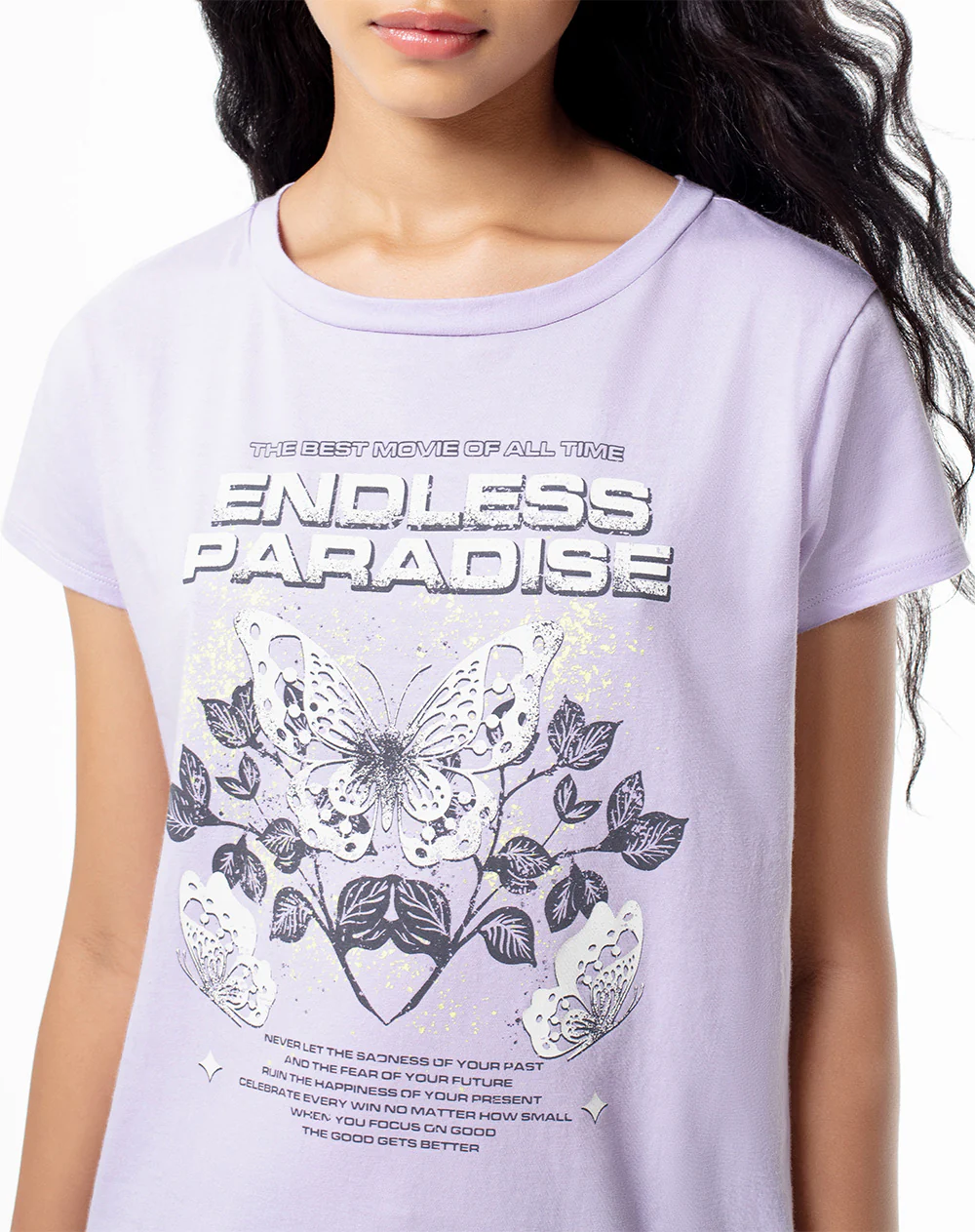 Camiseta regular algodón lila estampada mujer - Image 4