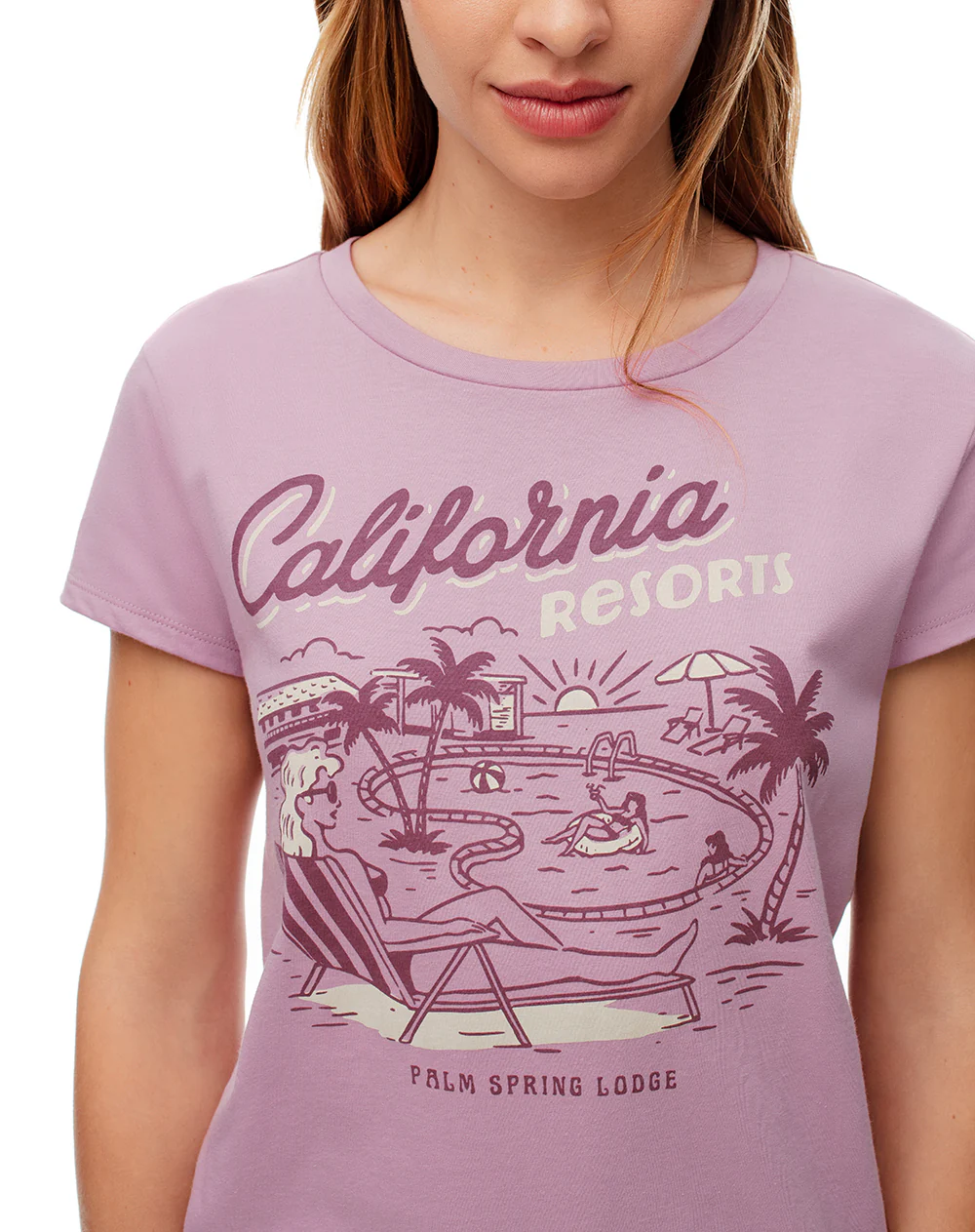 Camiseta regular algodón lila estampada mujer - Image 4