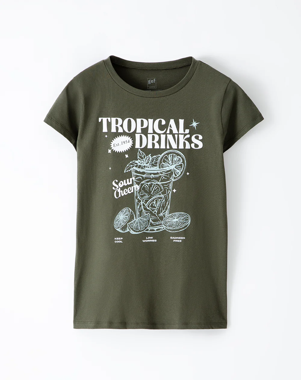 Camiseta regular algodón verde estampada mujer - Image 5