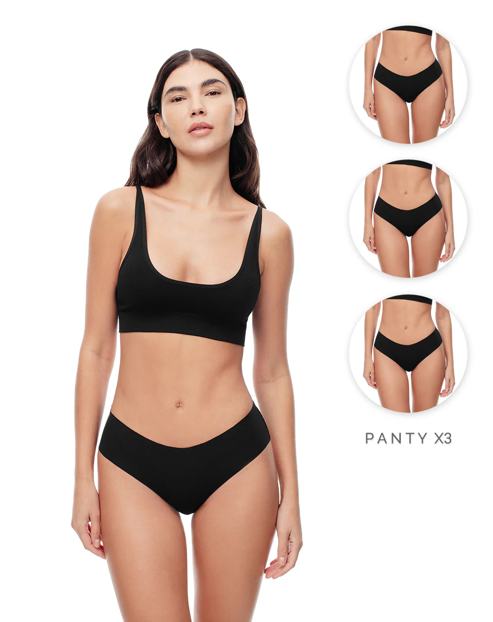 Panty cachetero tiro medio invisible x3unds surtido mujer