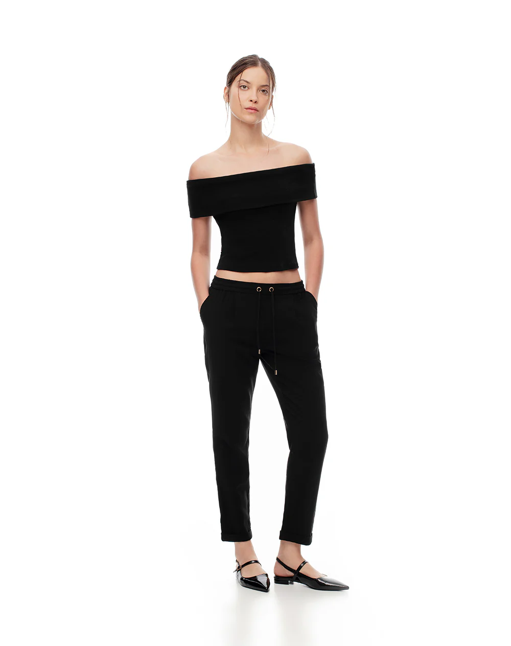 Pantalón recto tiro alto negro mujer - Image 4