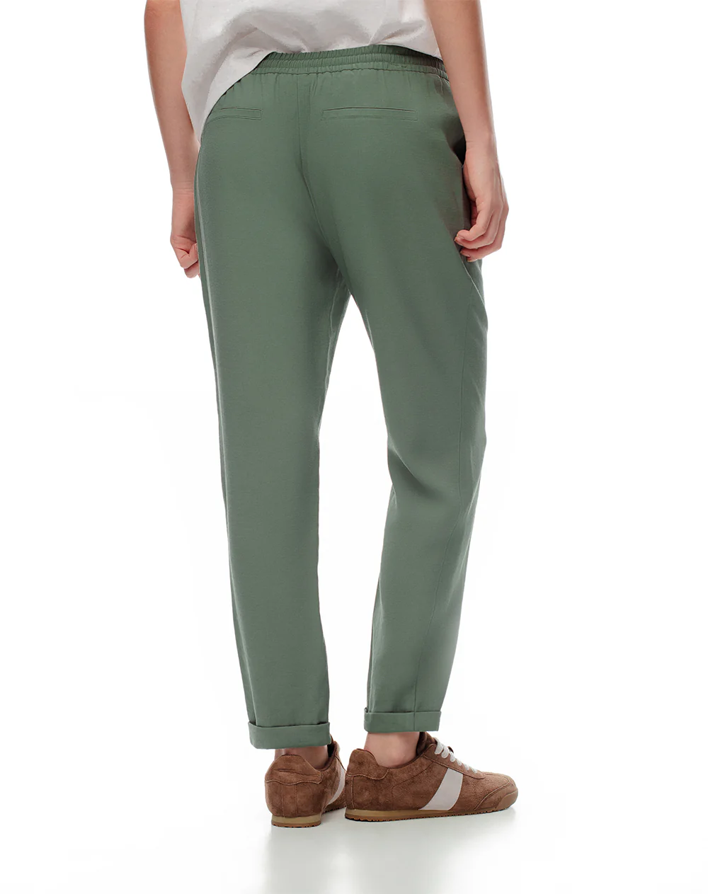 Pantalón recto tiro alto verde mujer - Image 2