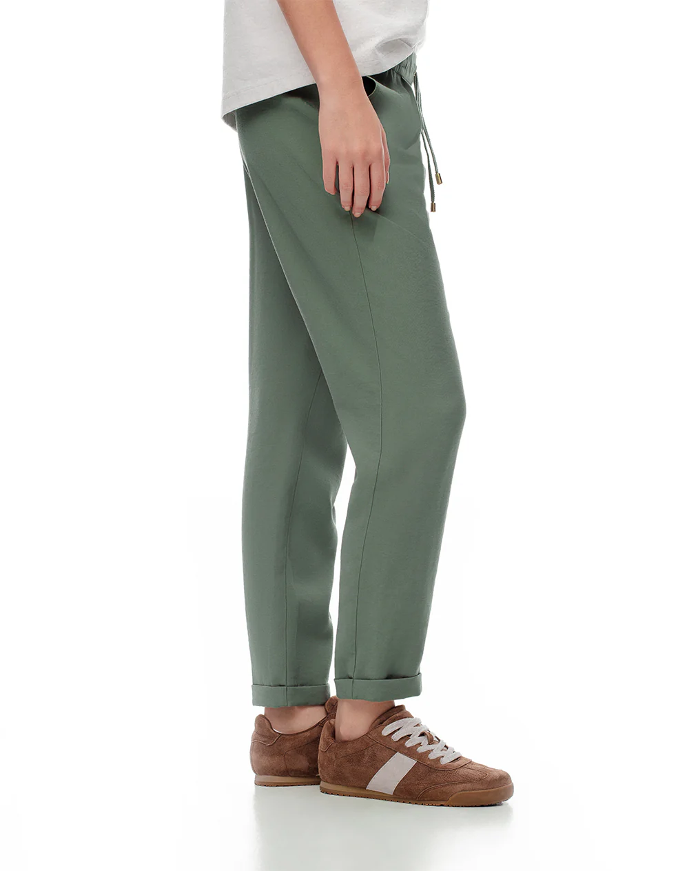 Pantalón recto tiro alto verde mujer - Image 4