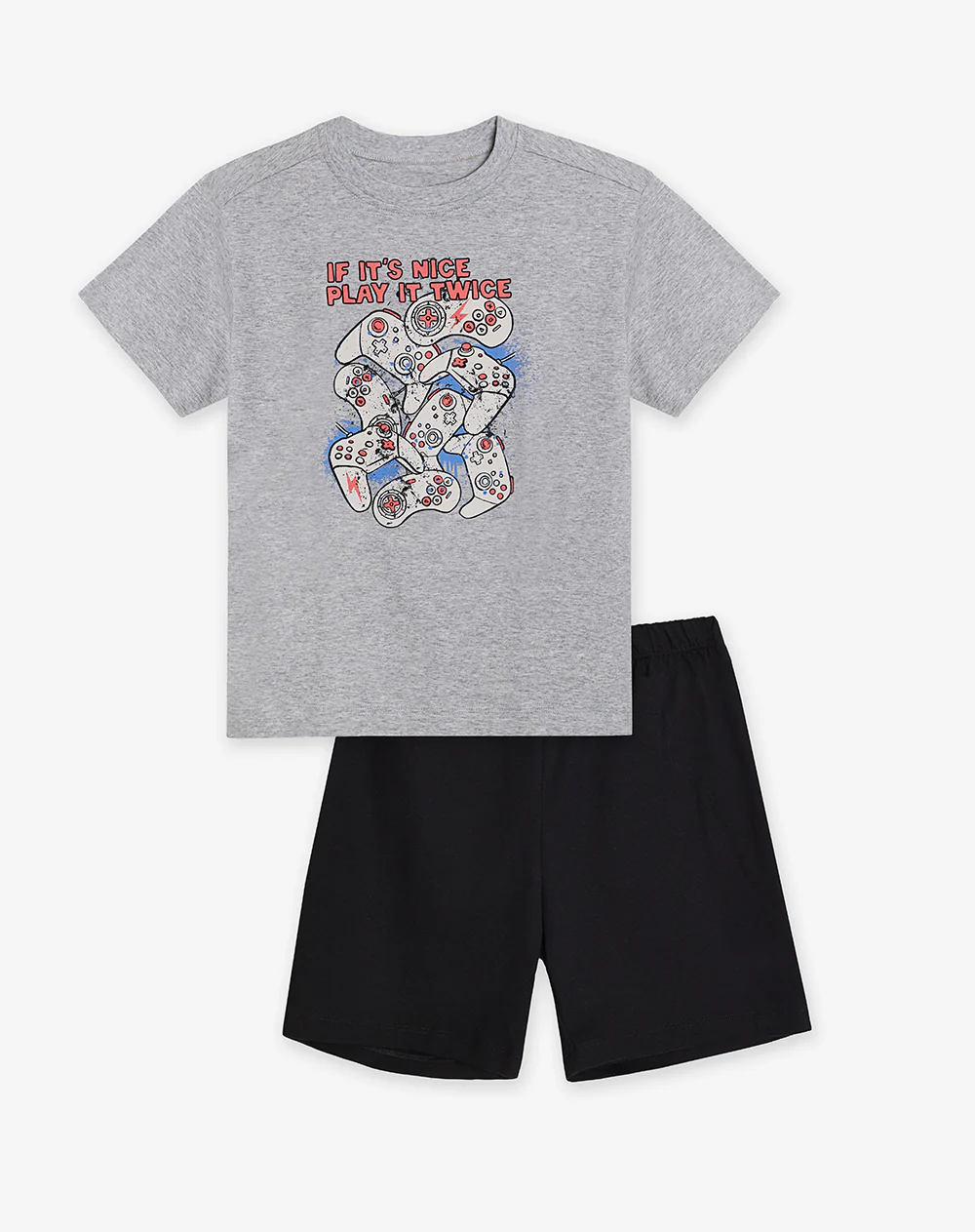 Pijama regular manga corta gris ada niño