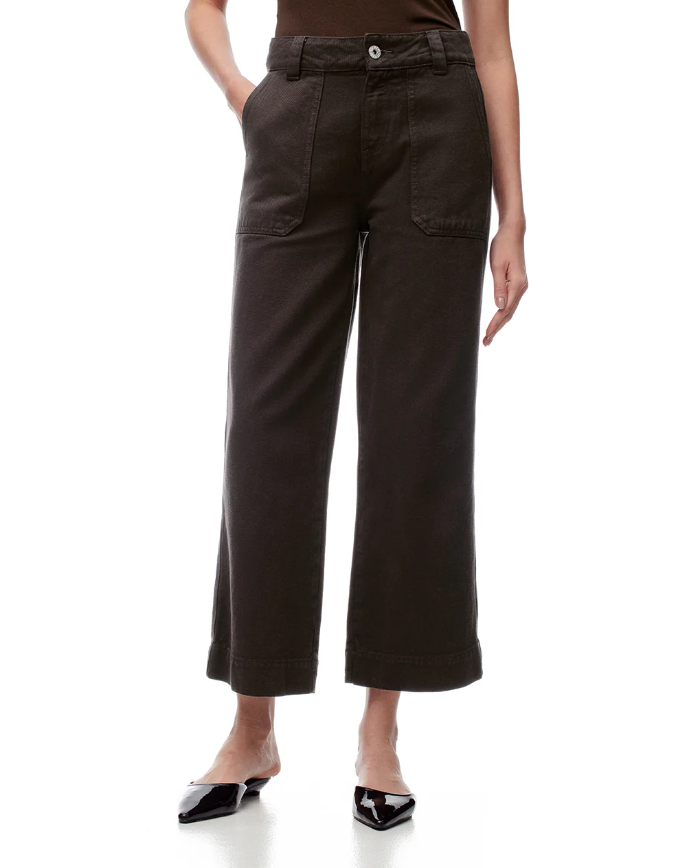 Jean culotte tiro medio chocolate mujer - Image 4