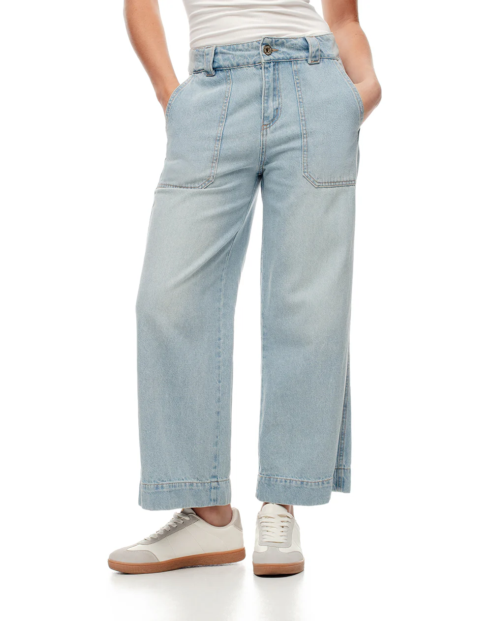 Jean culotte tiro medio índigo claro mujer - Image 6