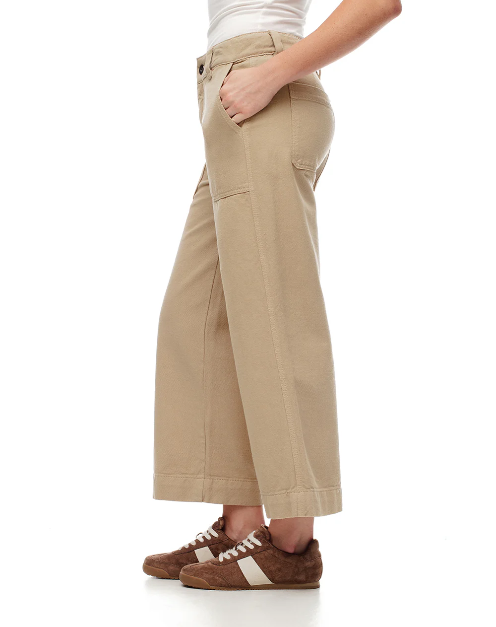 Jean culotte tiro medio caqui mujer - Image 2