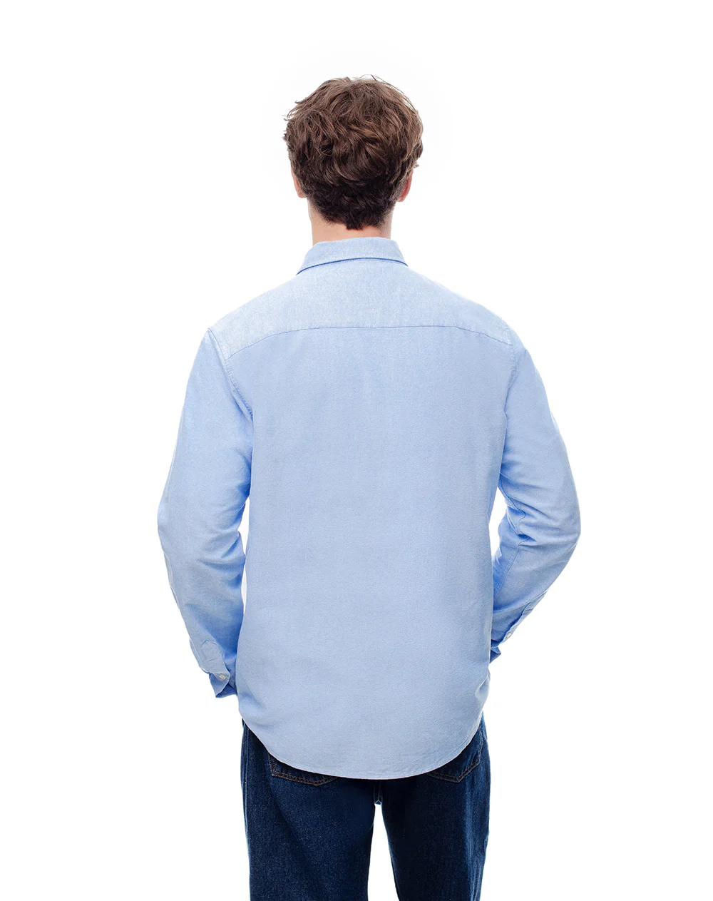 Camisa manga larga slim algodón azul hombre - Image 2