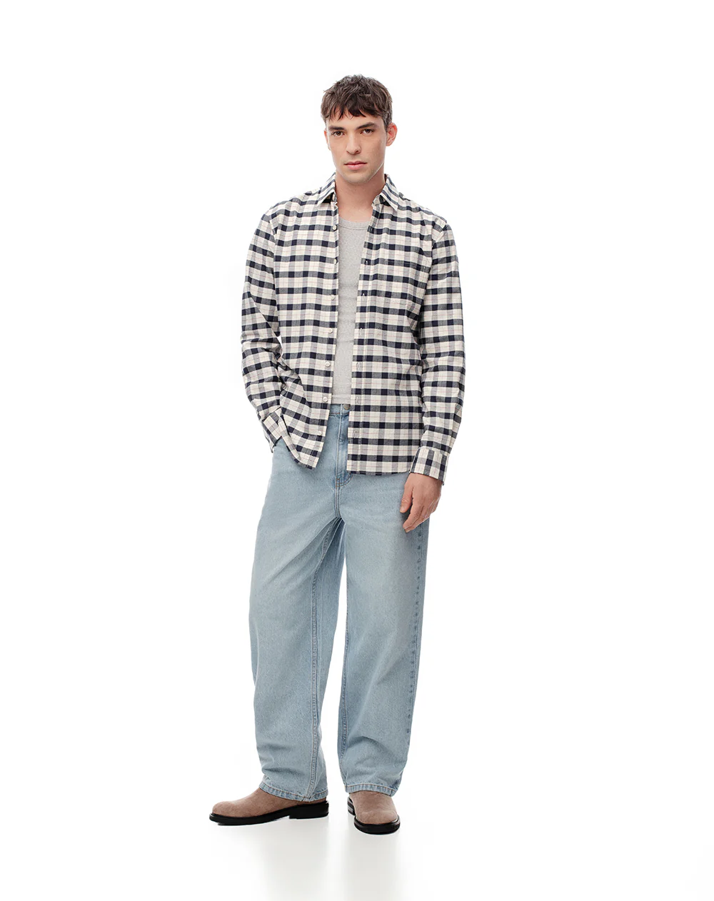 Camisa manga larga slim algodón azul hombre - Image 3