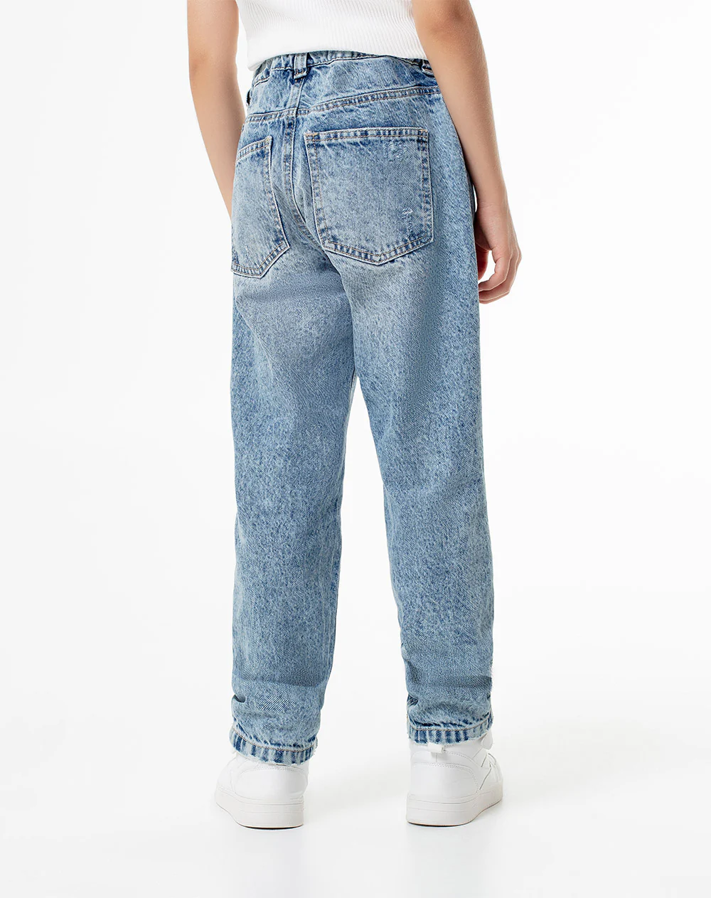 Jean mom fit tiro medio índigo medio niña - Image 2