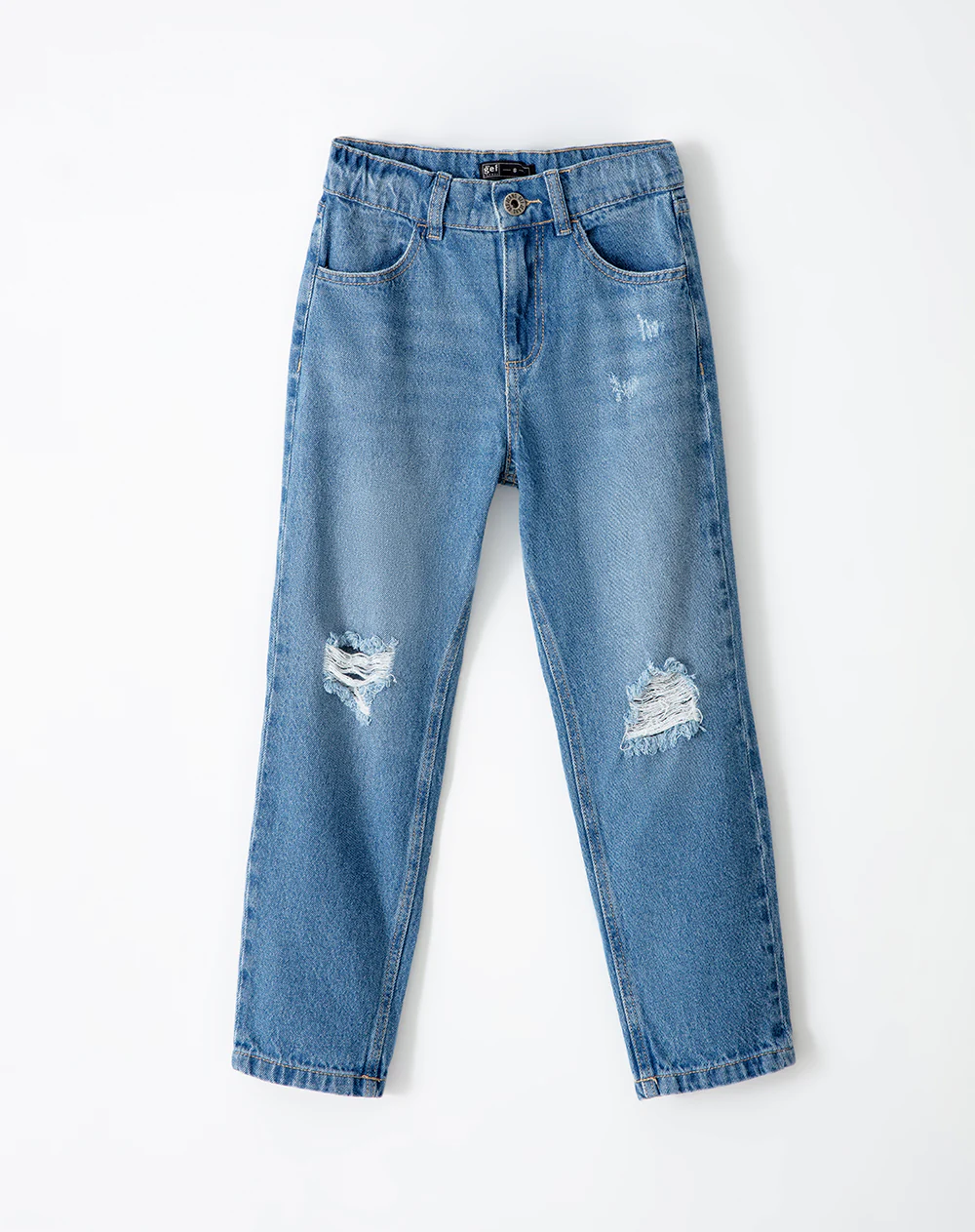 Jean mom fit tiro medio índigo medio niña - Image 2