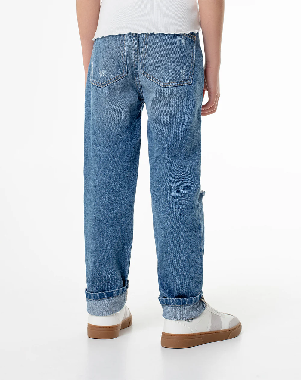 Jean mom fit tiro medio índigo medio niña - Image 3