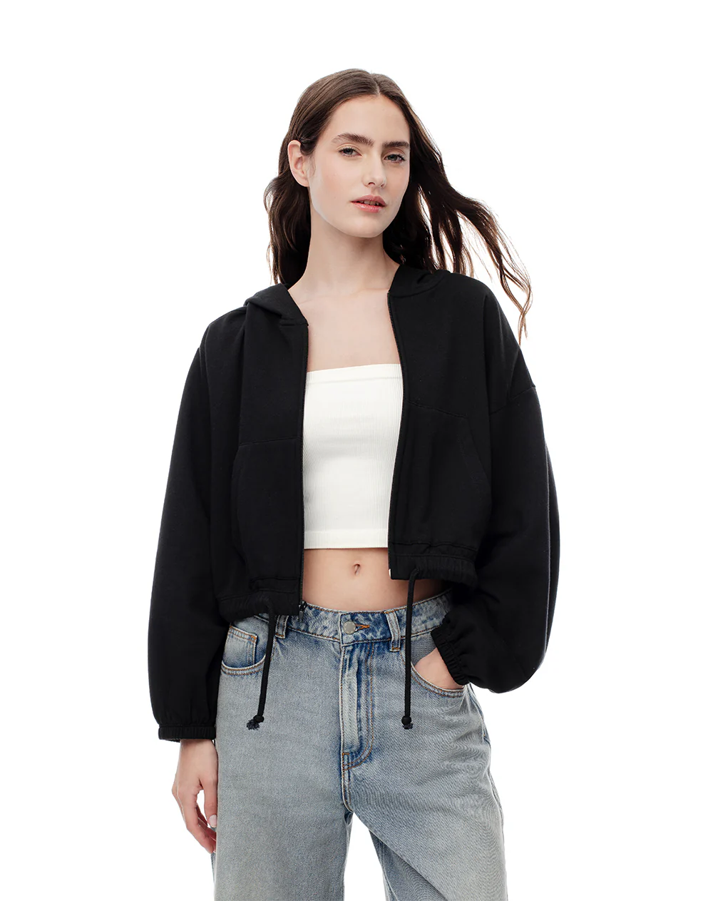 Chaqueta regular algodón negro mujer