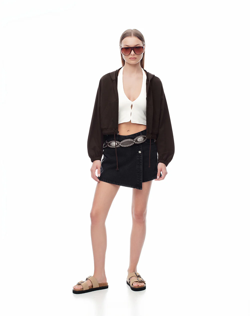 Chaqueta regular algodón chocolate mujer - Image 3