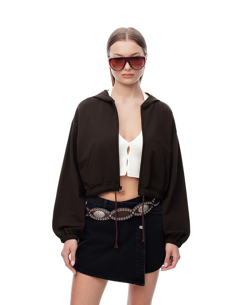 Chaqueta regular algodón chocolate mujer - Image 4