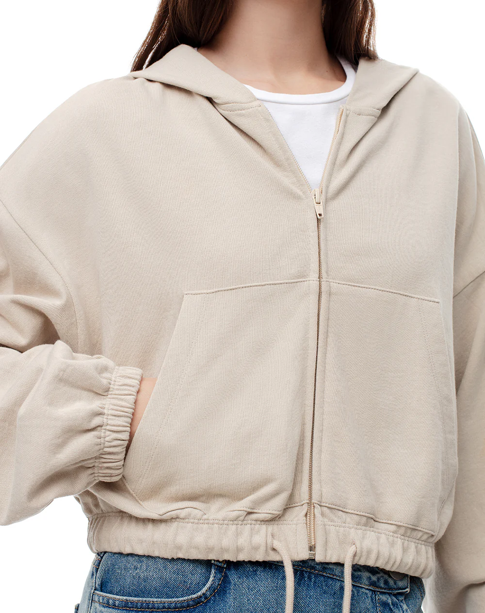 Chaqueta regular algodón arena mujer - Image 3