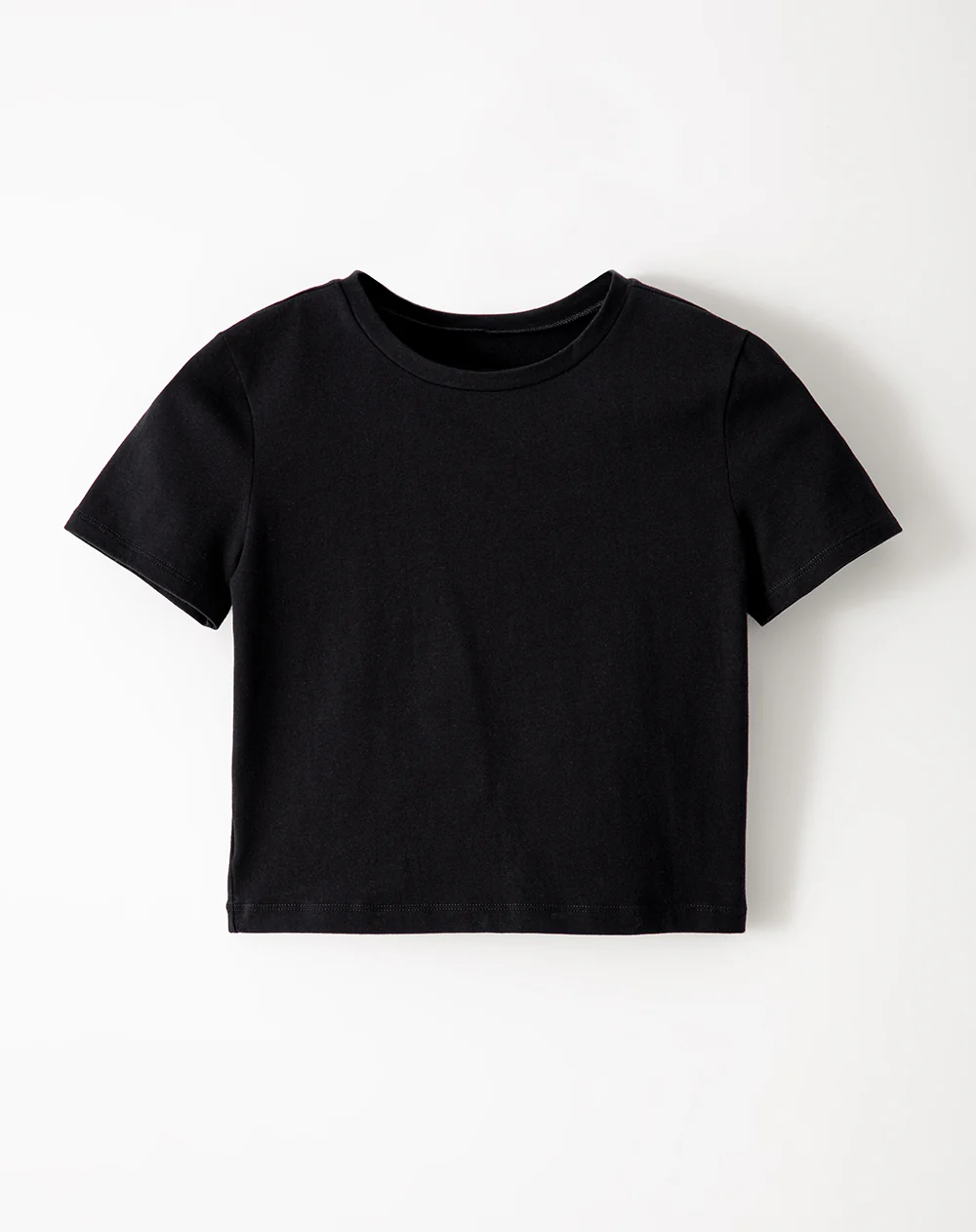 Camiseta crop slim algodón negra mujer - Image 5