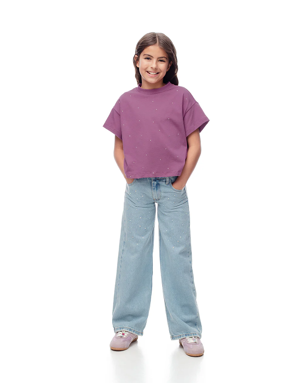 Camiseta regular algodón morada niña - Image 4