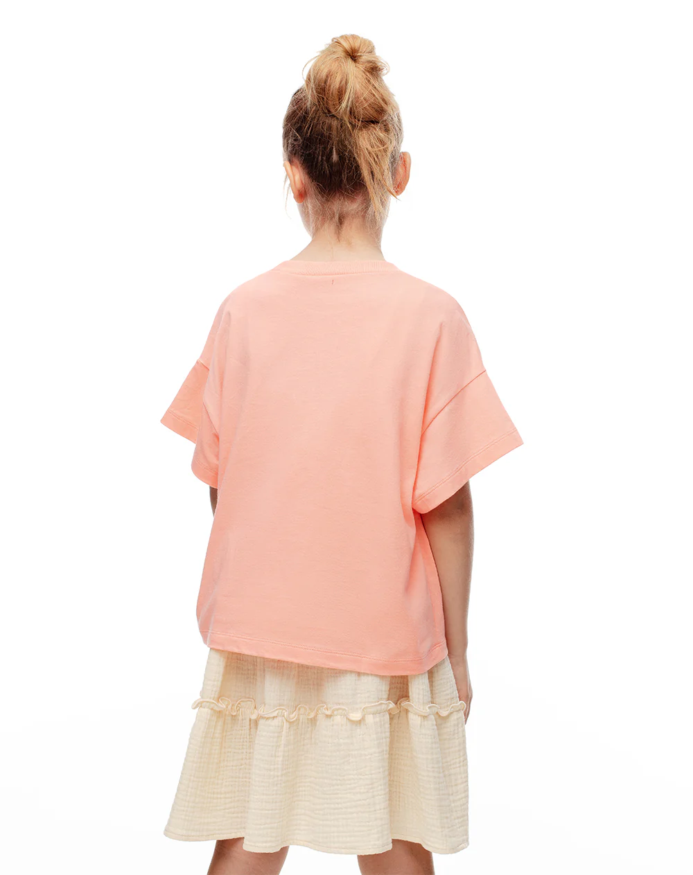 Camiseta regular algodón mandarina estamada niña - Image 2