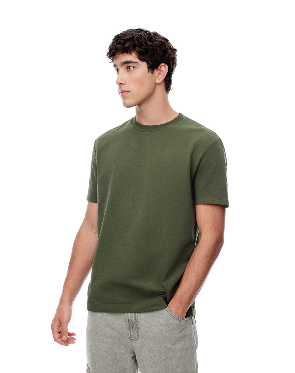 Camiseta oversize algodón verde hombre - Image 4