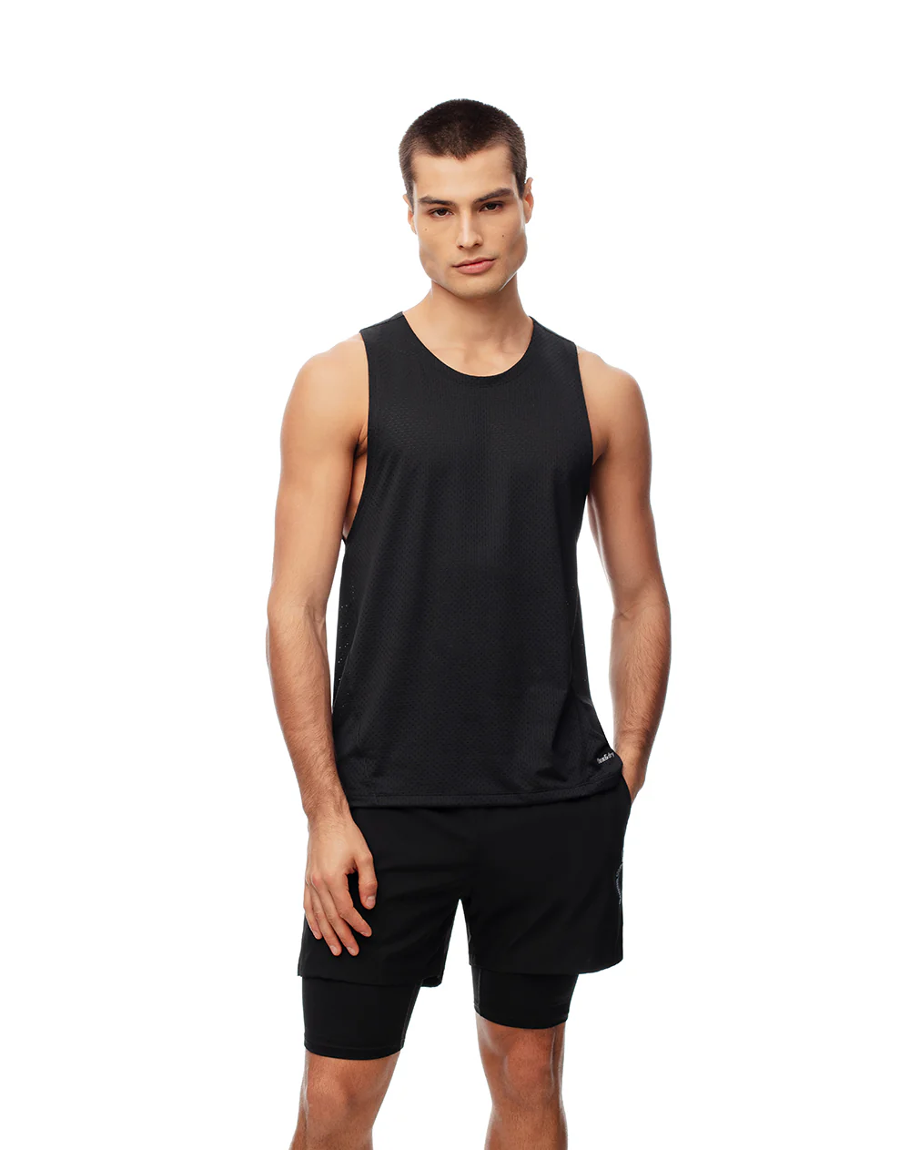 Pantaloneta deportiva ciclista interno negra hombre - Image 5