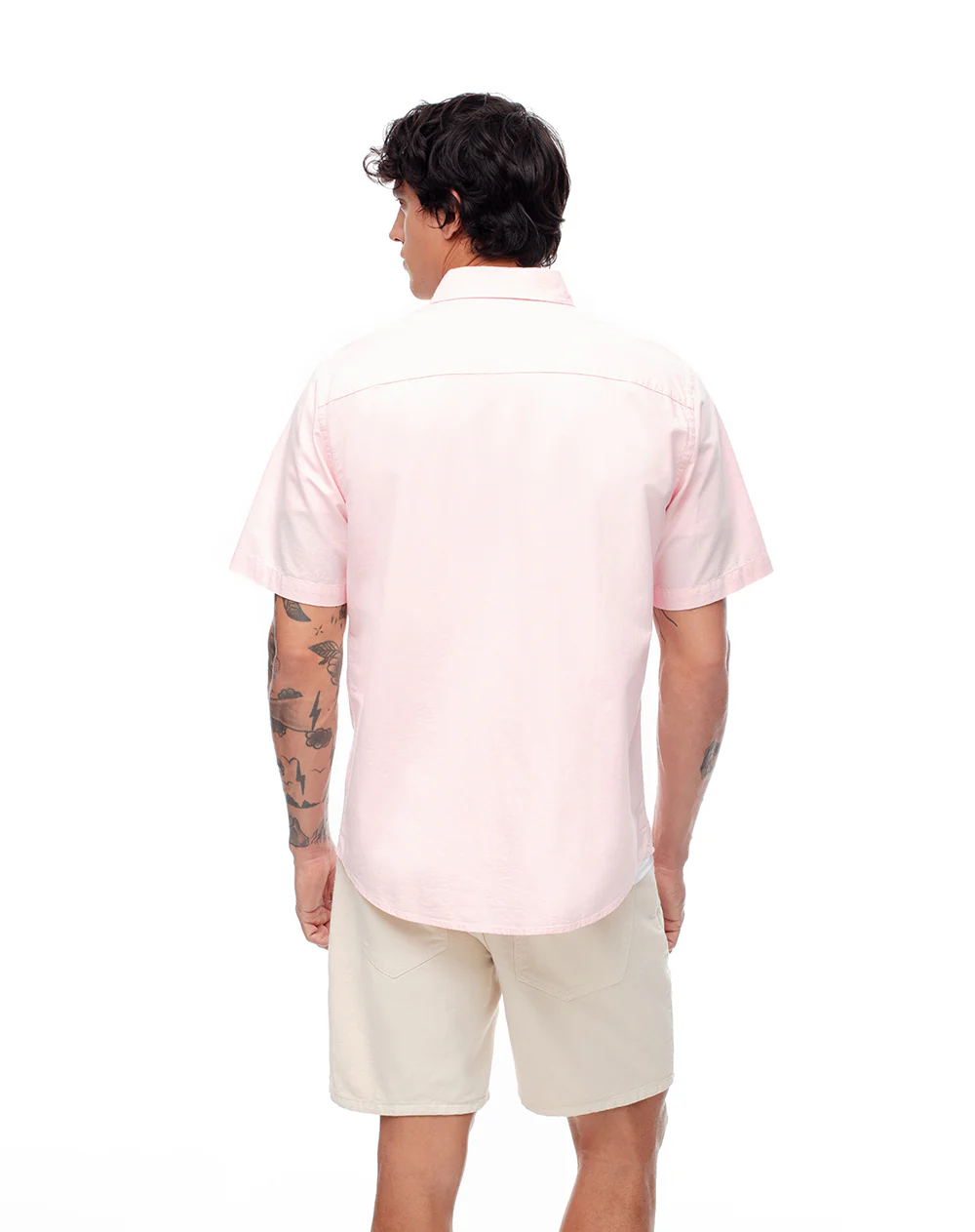 Camisa manga corta regular algodón rosa hombre - Image 2