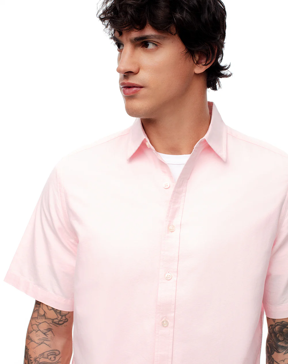Camisa manga corta regular algodón rosa hombre - Image 3