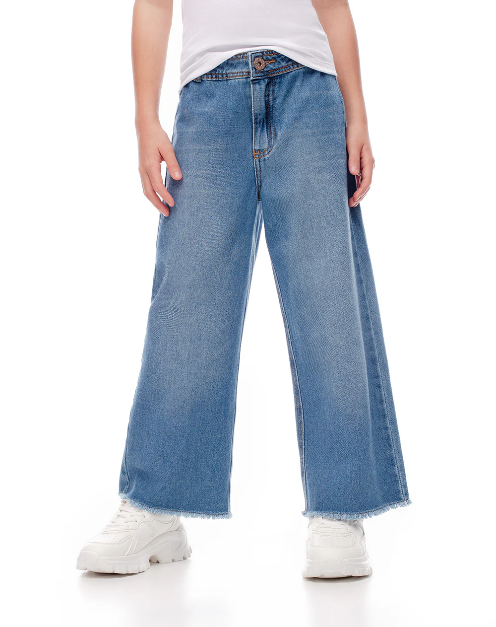 Jean wide leg tiro medio índigo medio niña - Image 5